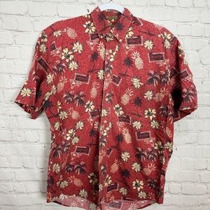 Natural Issue Men's Button Up Shirt Floral Hawaiian Wrinkle Free Cotton, sz‎ M
